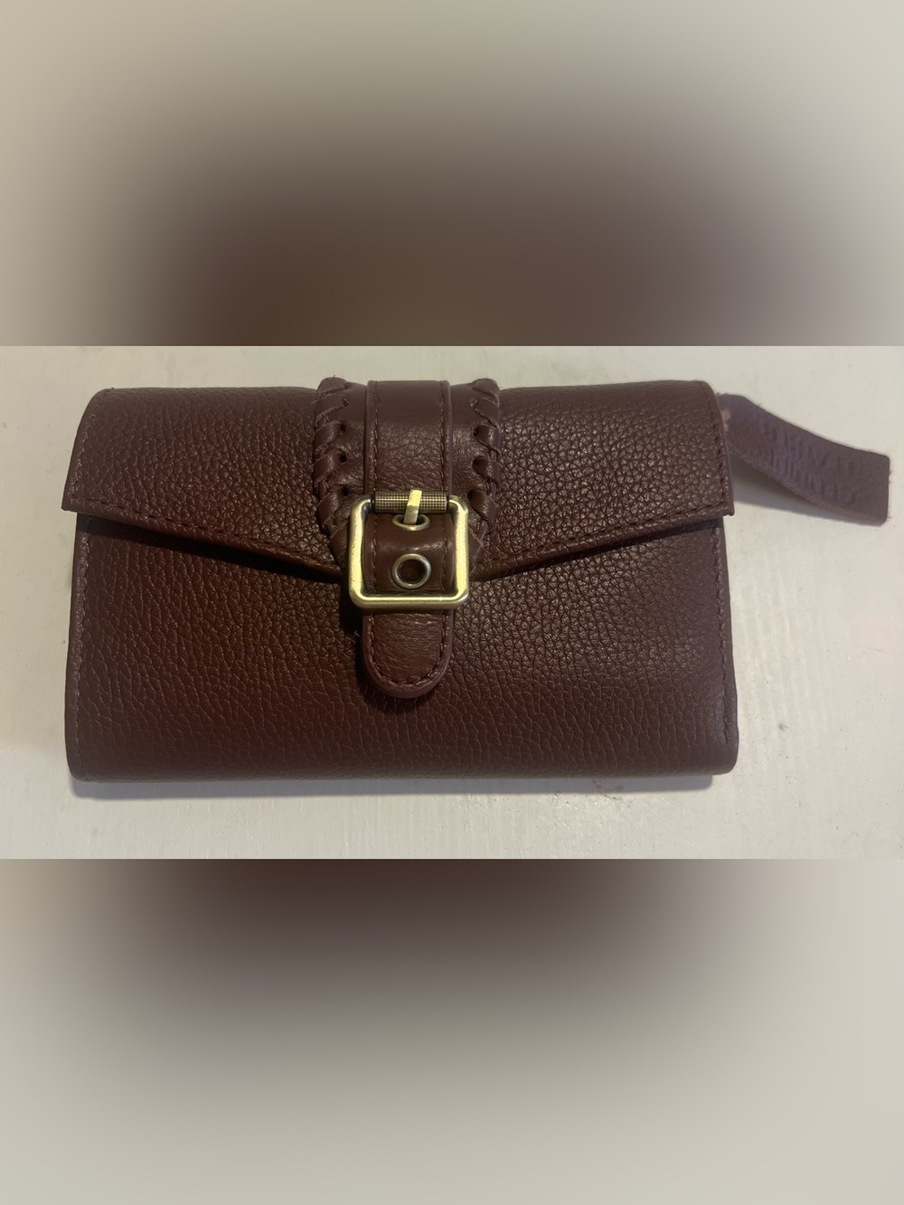 Genuine Leather- Classic Brown Leather Wallet with Buckle Accent
